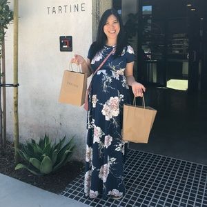 Pinkblush blue floral maternity maxi dress sz med